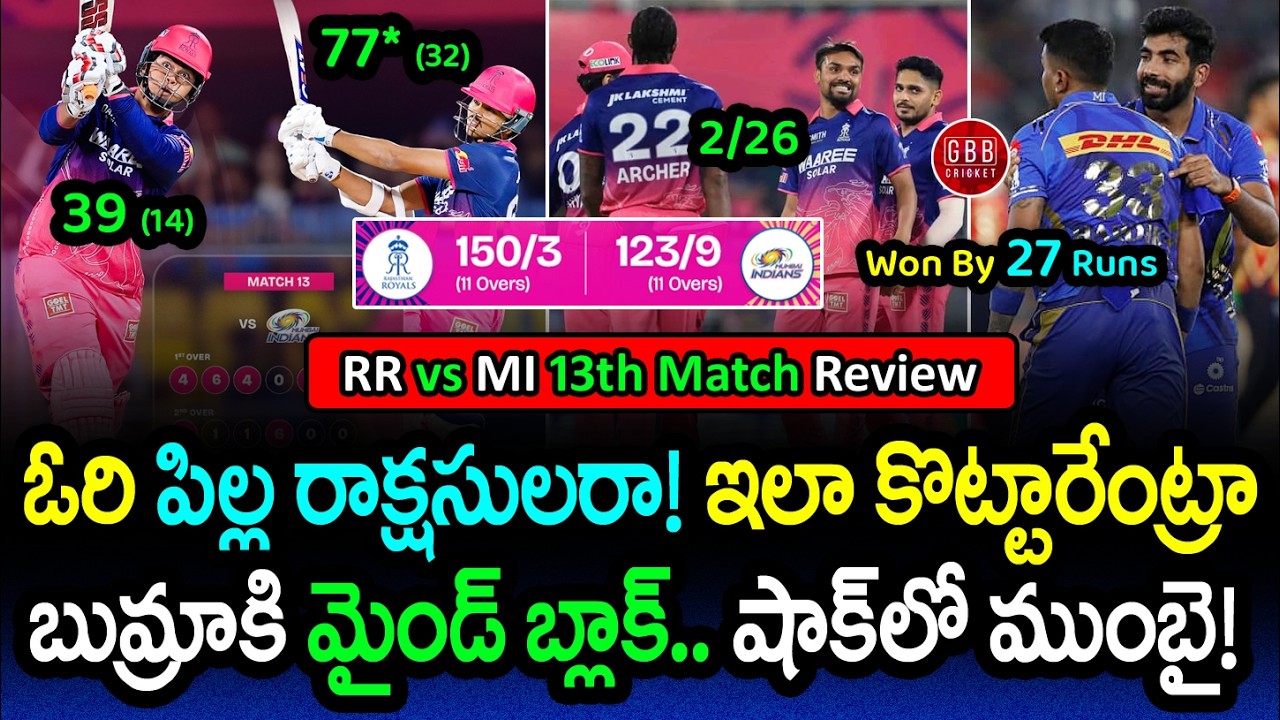 Jaiswal & Sooryavanshi Madness 😱 MI Collapse! 😬 RR vs MI IPL 2026 Review | GBB Cricket