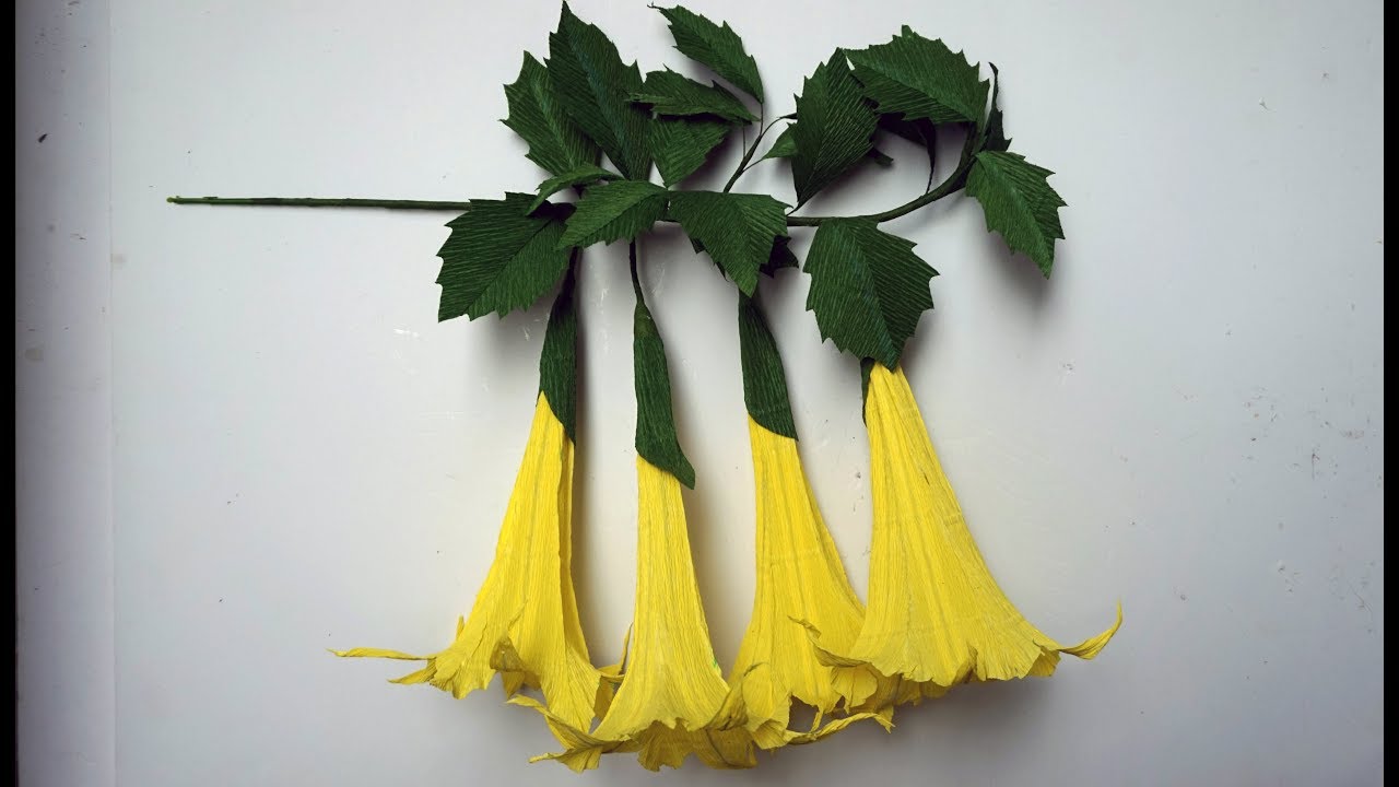 Cómo hacer flores de papel crepe - Flor del Té de Campana | Angel's Trumpet Flowers - Brugmansia