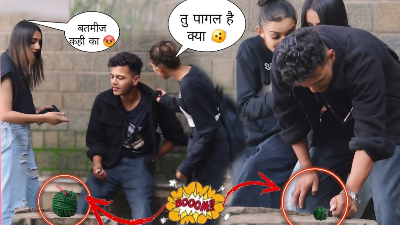ladkiyon ke samne faad Diya Bam 🧨 || Bom Funny prank video 🤣 || Himachali Girls reaction 🤣 🧨🧨
