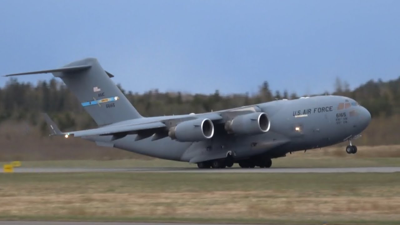 U.S airforce Boeing c17 globemaster departing from Tampere