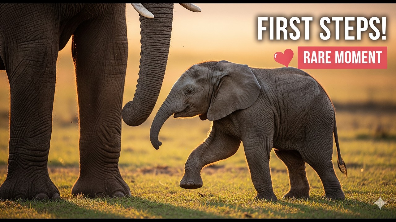 Rare Sighting! New Born baby Elephant taking its first steps 🐘💕
