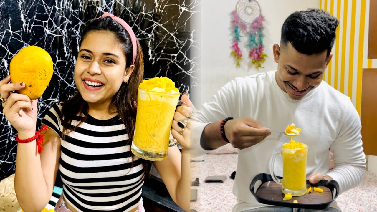 বাড়িতে আজকে একা একা Gourav-এর Favorite Mango Falooda🥭 বানিয়ে ওকে Surprise দিলাম😍