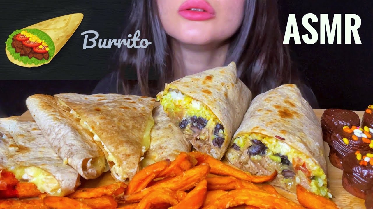 ASMR BURRITO 🌯 QUESADILLAS + CHOCOLATE MARSHMALLOW | MEXICAN FOOD MUKBANG No Talking EATING SOUNDS