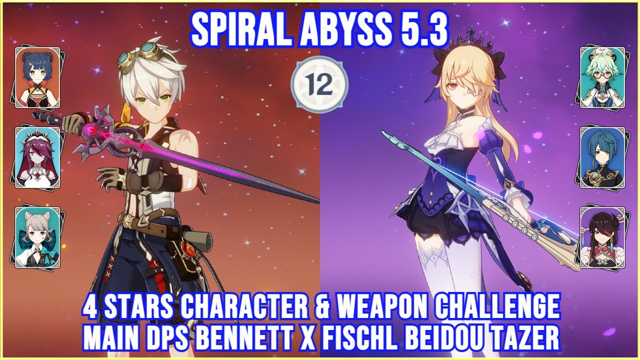 NEW Spiral Abyss 5.3 - Bennett Main DPS x Fischl Beidou Tazer Team Full Star Clear | Genshin Impact