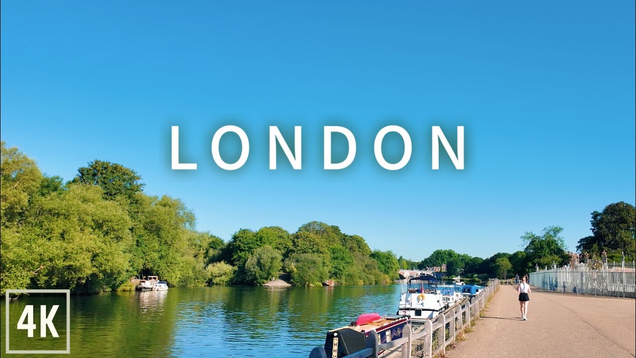 London Walk from Kingston to Bushy Park via River Thames 4K