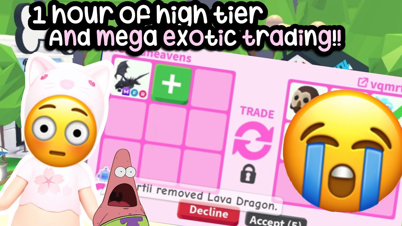 1 HOUR OF HIGH TIER AND MEGA EXOTIC TRADING!! (Trading compilation) #adoptme 