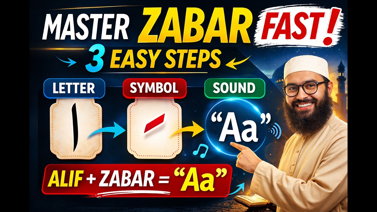 Master Zabar FAST! | 3 Easy Steps to Read Alif + Zabar 🎵✨🔑 | Learn Quranic Letters for Beginners