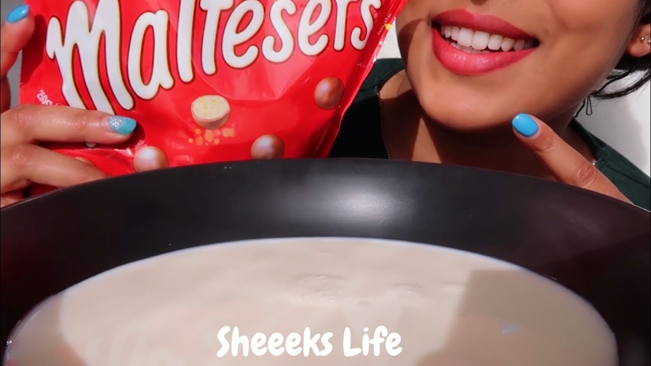 ASMR Maltesers [CHOCOLATE BALLS] + Milk [Crunchy Eating Sounds]