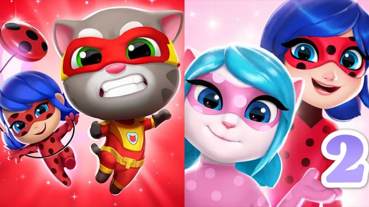 Talking Tom Hero Dash x Miraculous Ladybug VS My Talking Angela 2 x Miraculous Ladybug