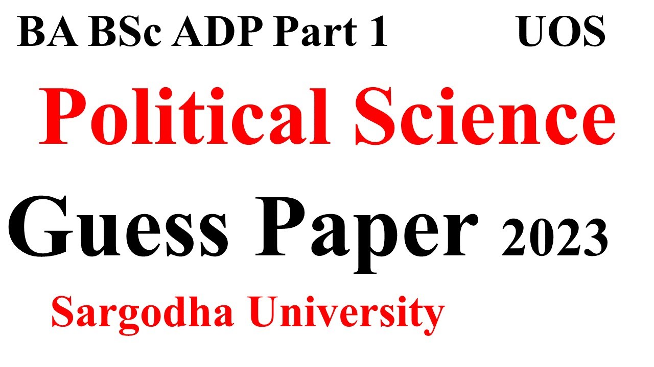3rd Year BA ADA Political Science Guess Paper 2023 Sargodha University