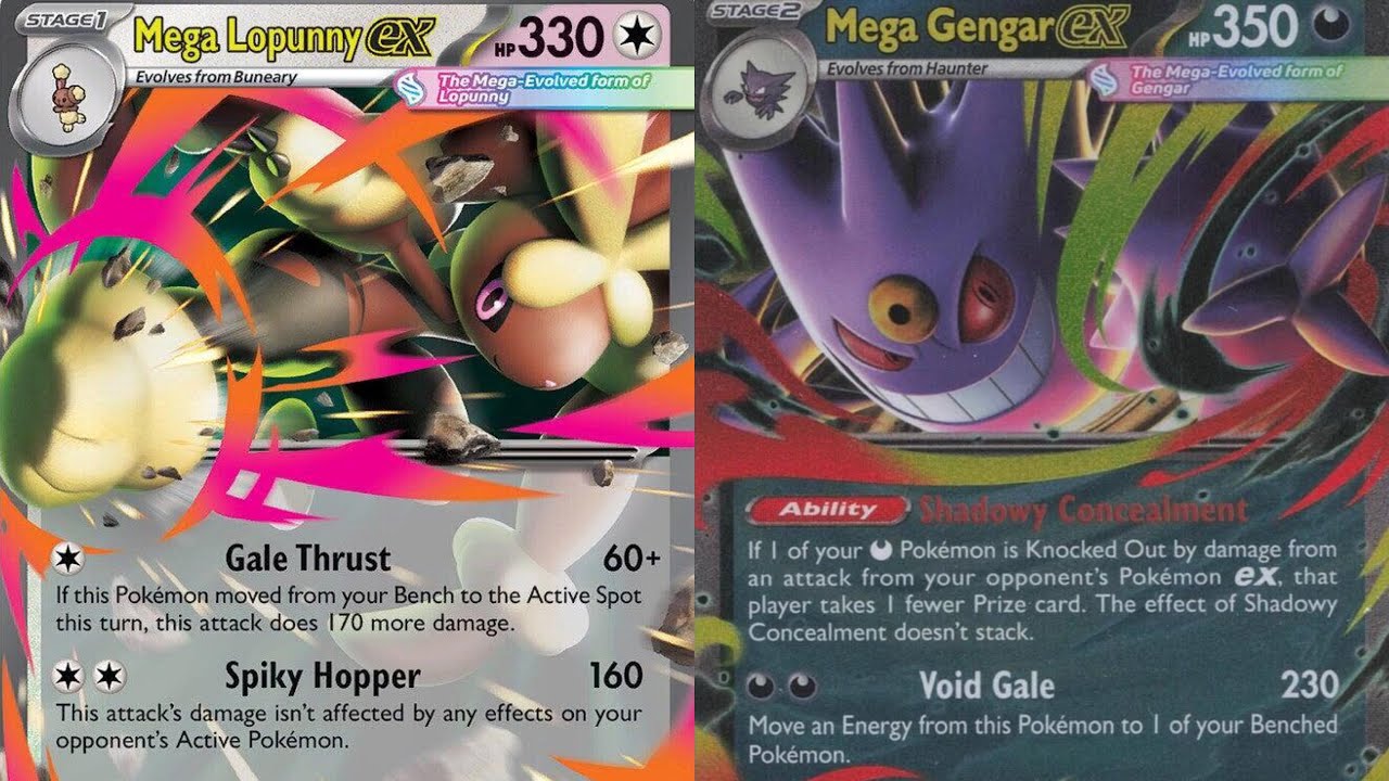 Игра Mega Lopunny Ex против Mega Gengar Ex Pokemon TCG