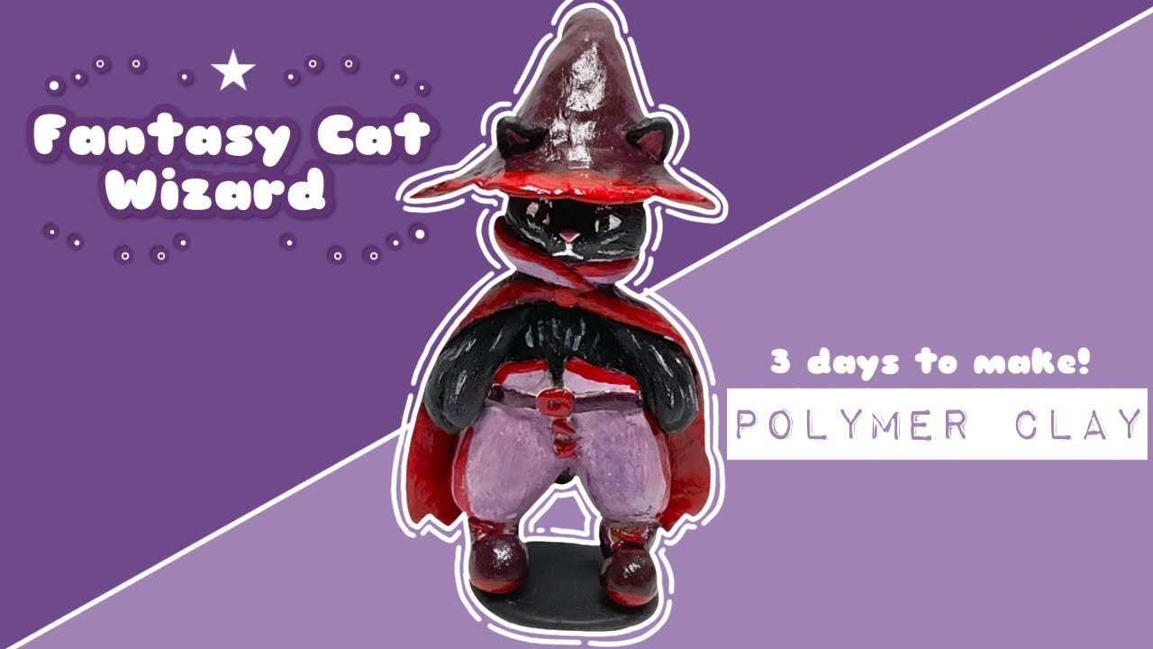 Corvious The Wizard| Fantasy Cat Wizard| Polymer Clay