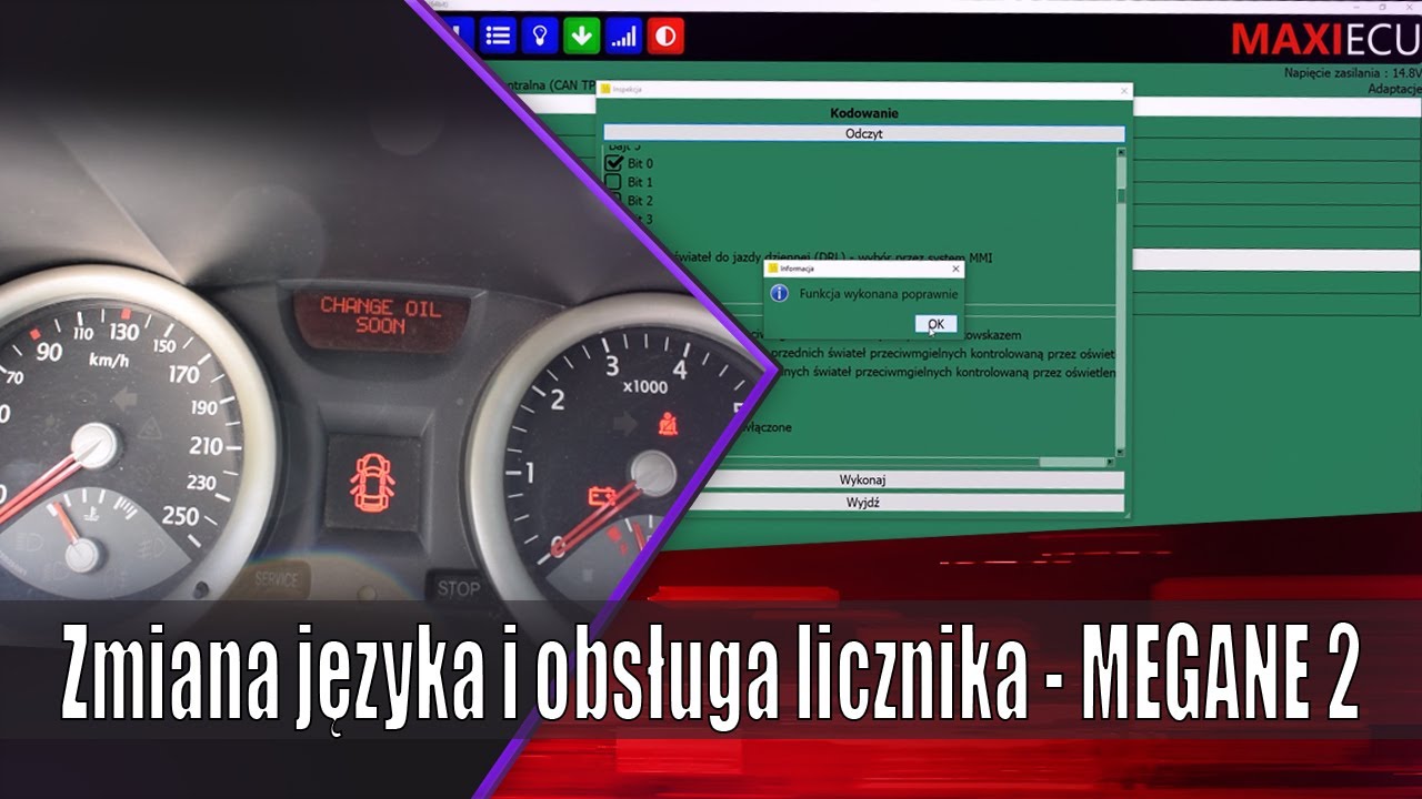 Zmiana języka, usuwanie inspekcji oraz testy licznika Renault Megane II - MaxiEcu