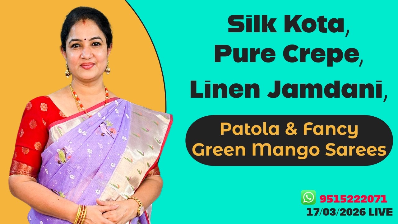 Silk Kota, Pure Crepe, Linen Jamdani, Patola & Fancy Green Mango Sarees @SreeNavaMedia