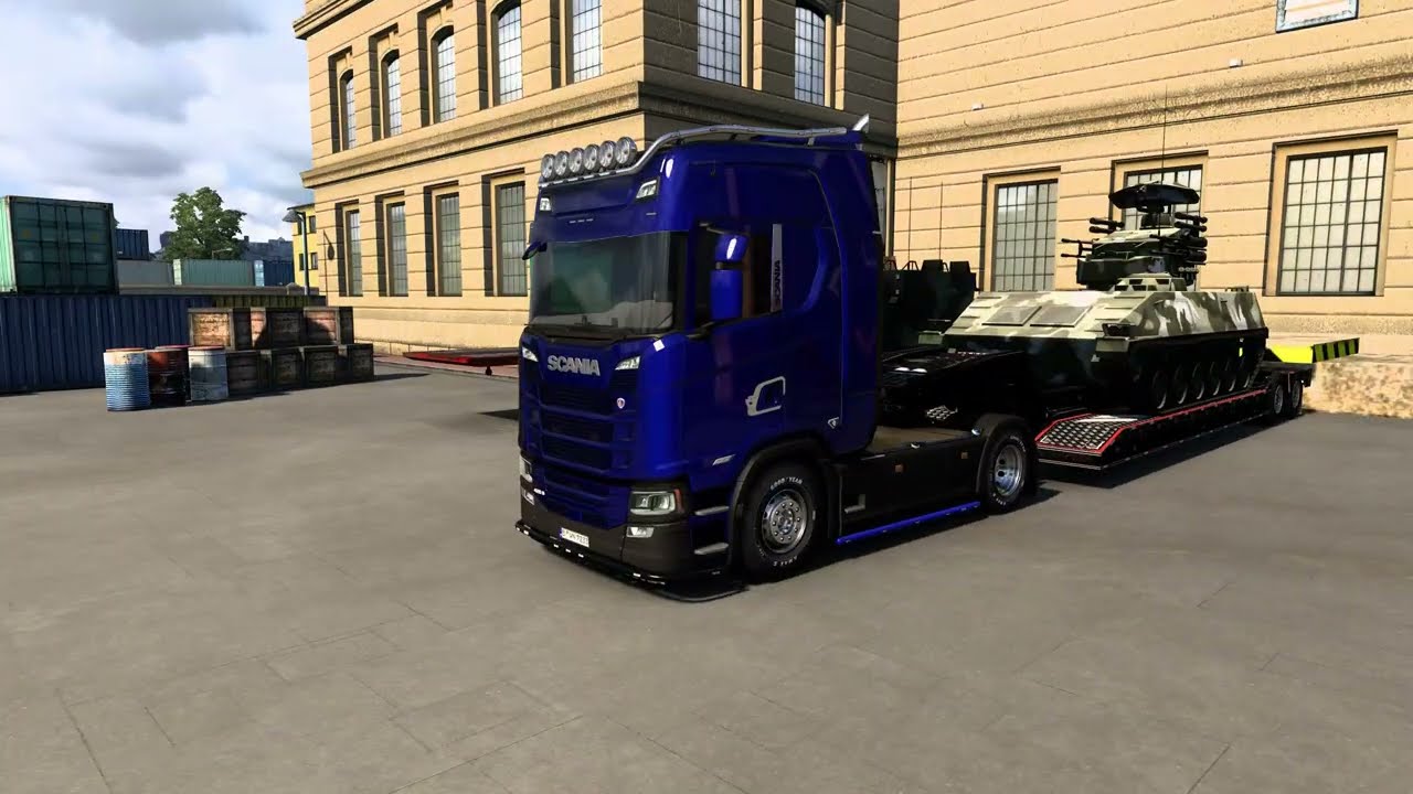 Euro Truck Simulator 2 Hauling a PGZ-95 AA to Felixstowe, Great Britain