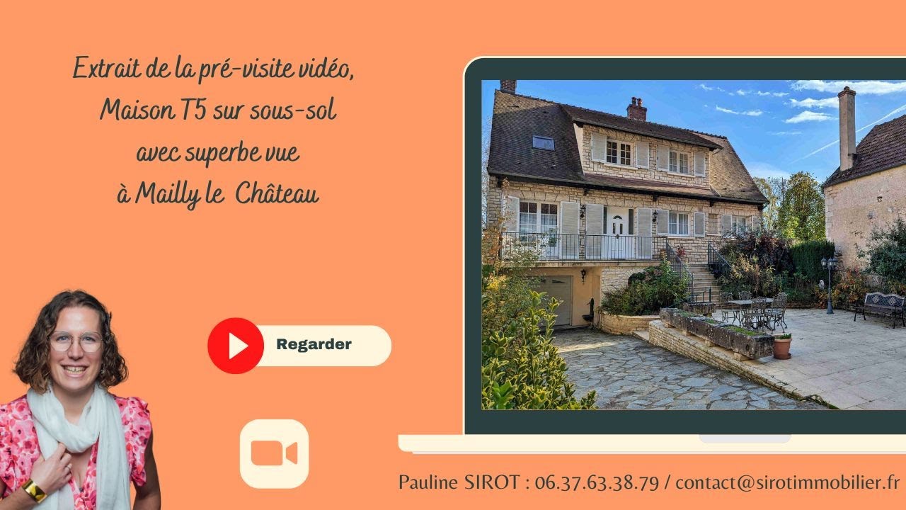 Extrait de la pré visite vidéo Maison T5 sur sous sol avec superbe vue à MAILLY LE CHATEAU