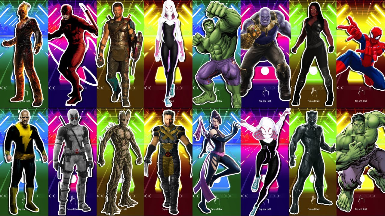 SUPER HEROES 🆚 MEGAMIX 🆚 ALL HEROES | Tiles Hop SuperHero