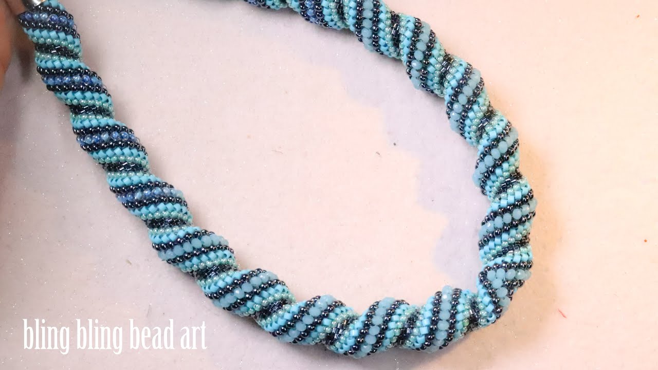 آموزش گردنبند منجوق دوزی اسپیرال  شیک و ظریف Beading Espiral necklace ,seedbeads jewelry tutorials