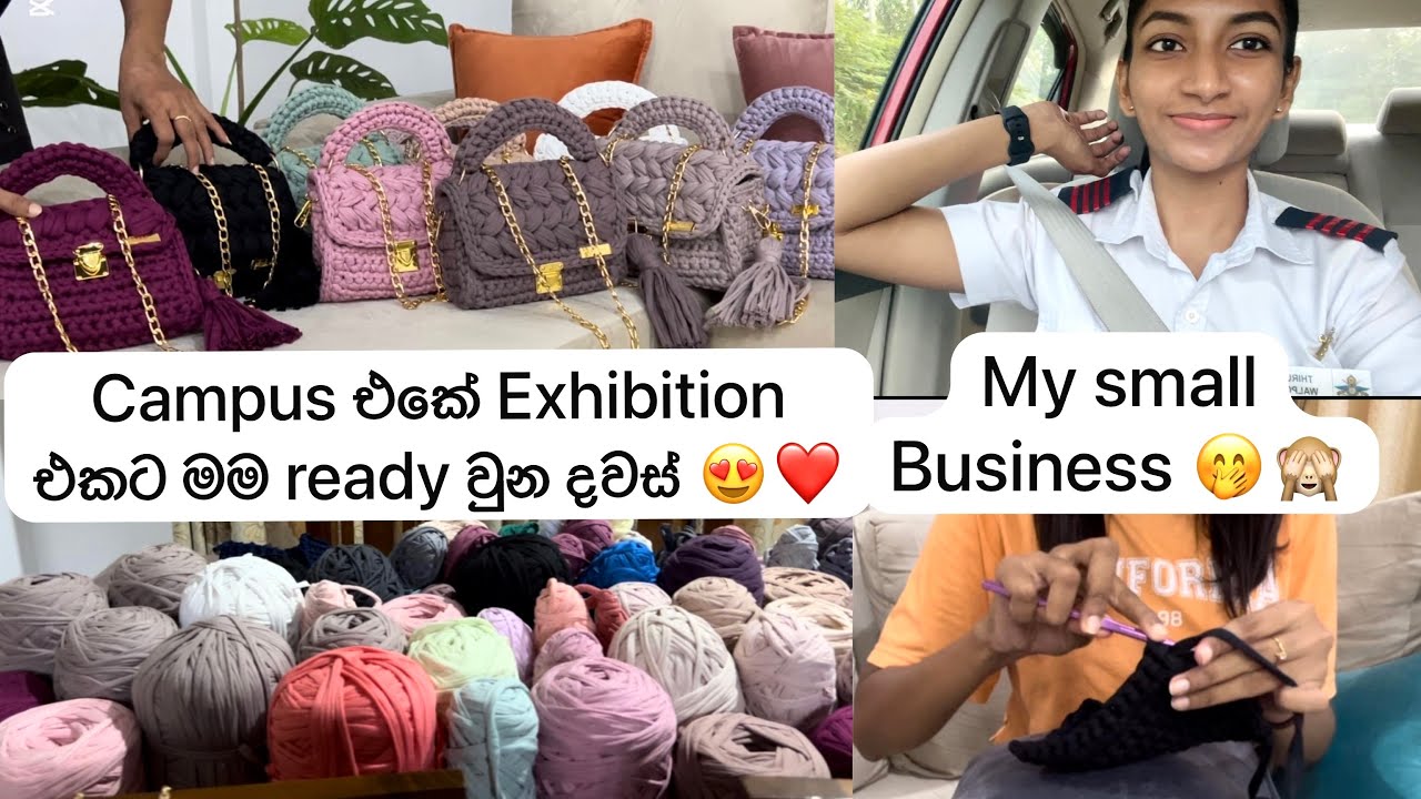 Crocheting 🧶🤭 Handmade items😍 University එකේ exhibition එකට ready වුන දවස් ❤️