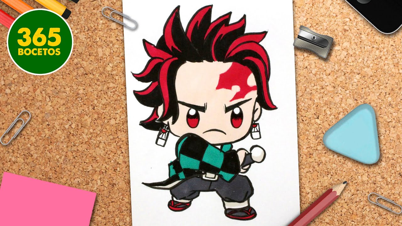 COMO DIBUJAR A TANJIRO KAWAII 🔥 Dibuja a Tanjiro Kamado 🔥 de Kimetsu no Yaiba