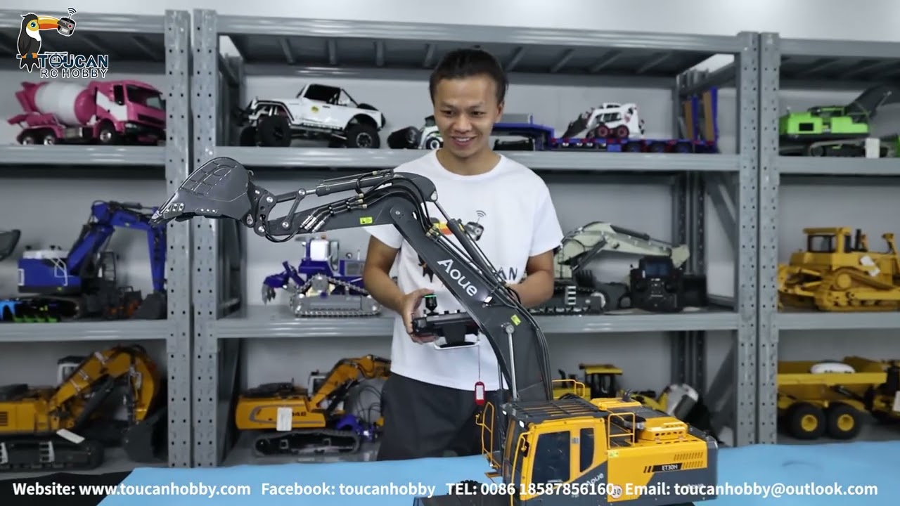 LESU 1/14 Metal RC Hydraulic Wheeled Excavator Aoue ET30H, Liquid Crystal Display