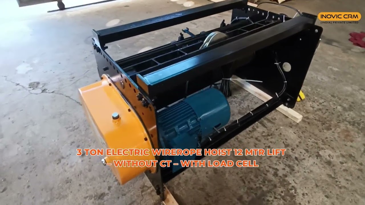 3 Ton Wire Rope Hoist | 12 Mtr Lift | 2/4 Fall | INOVIC Gearbox | INTORQ Brake | Load Cell Panel