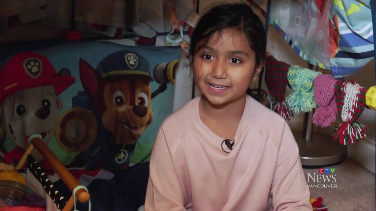 Young B.C. girl knitting hats for hospitals