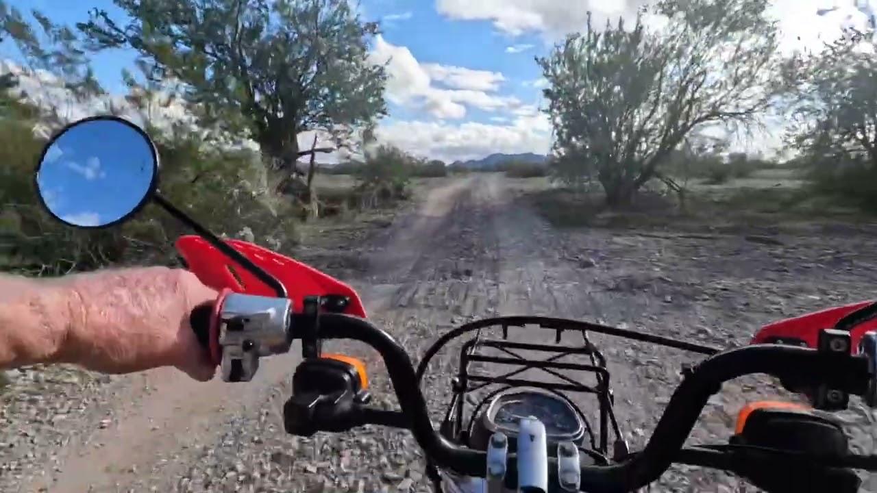 Desert ride on the Honda CT110 motorcycle 
