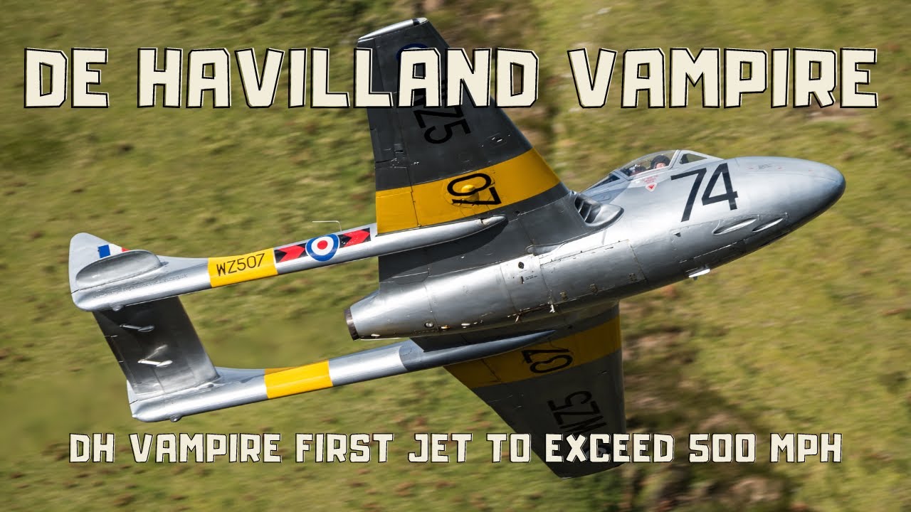 DE  HAVILLAND  VAMPIRE RARE FOOTAGE  AND A NEAR MISS ON TAKE OFF.