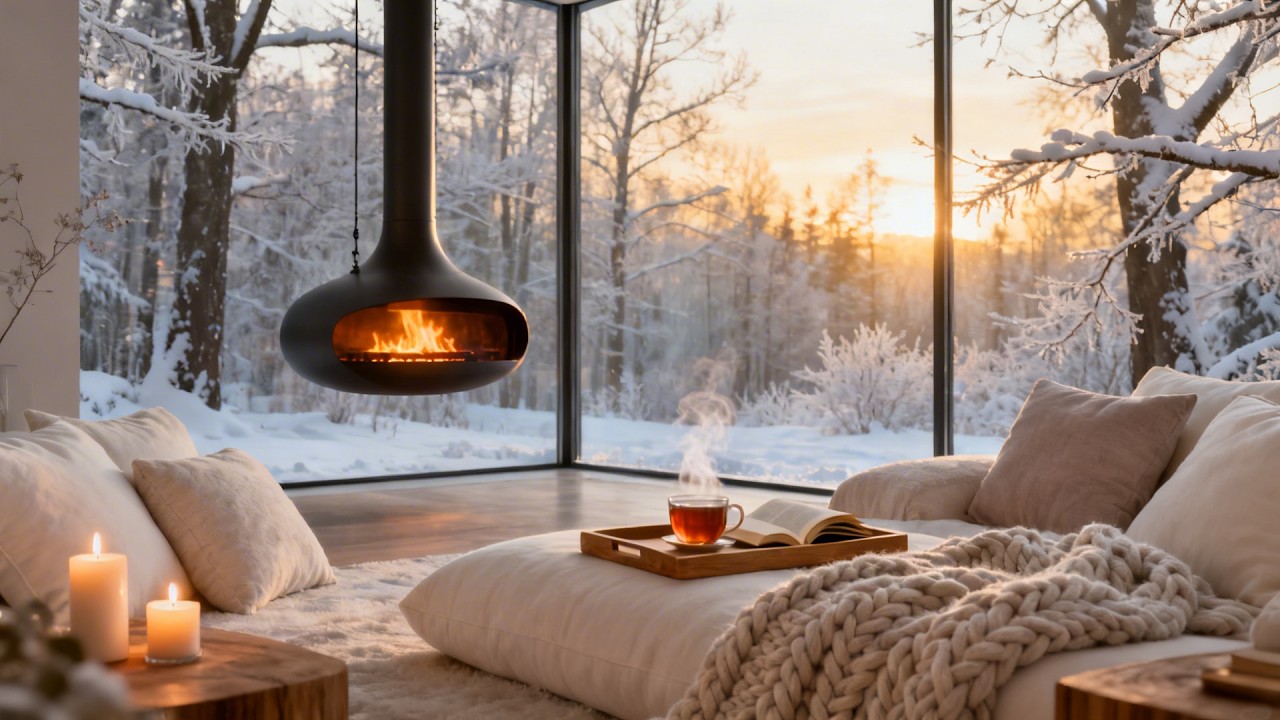 Deep Sleep in a Cozy Winter Cabin ❄️ Soft Piano & Fireplace Sounds