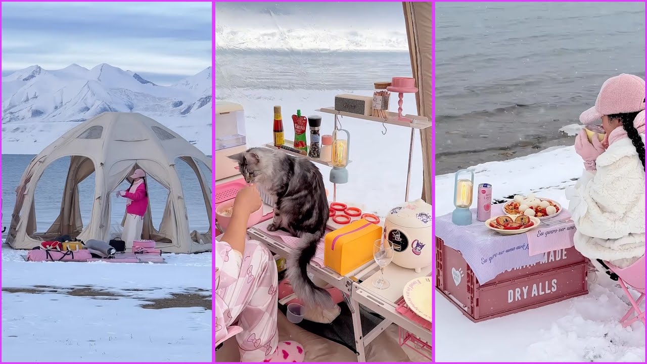 Immersive Bed Car Tram Camping🎀 | What Is It Like For Girls To Set Up Tents And Camp Overnight?✨