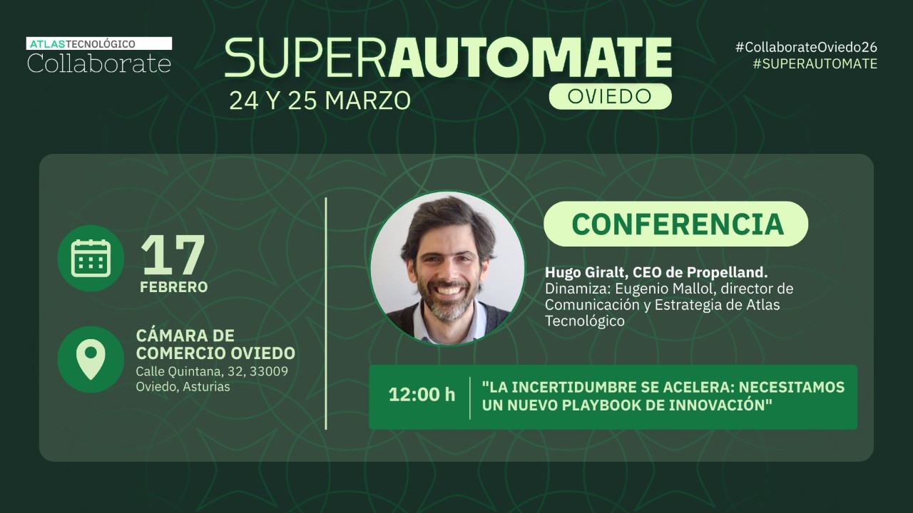 Conferencia de Hugo Giralt (CEO Propelland) en el acto de presentación del Collaborate Oviedo 2026