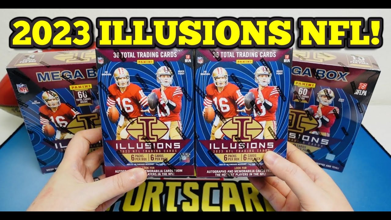 Dres superhvězdy! 🔥 2x Mega a Blaster Box 2023 PANINI ILLUSIONS NFL Kartičky! Americký fotbal!