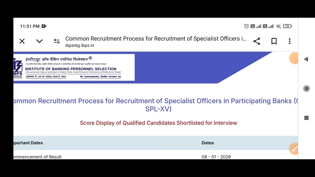 IBPS SO Score Card Out | Interview Candidate