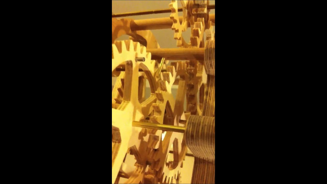 Attempt chiming wooden gear clocks
