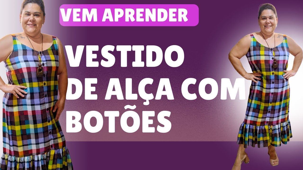 COMO FAZER VESTIDO DE ALÇA COM BOTÕES - FÁCIL DE FAZER - COSTURA PARA INICIANTES - K BARINI