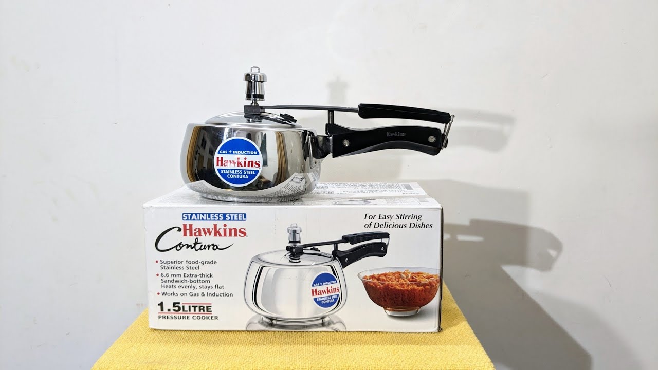 Hawkins Stainless Steel Contura Induction Compatible Inner Lid Pressure Cooker | 1.5 Litre | Silver