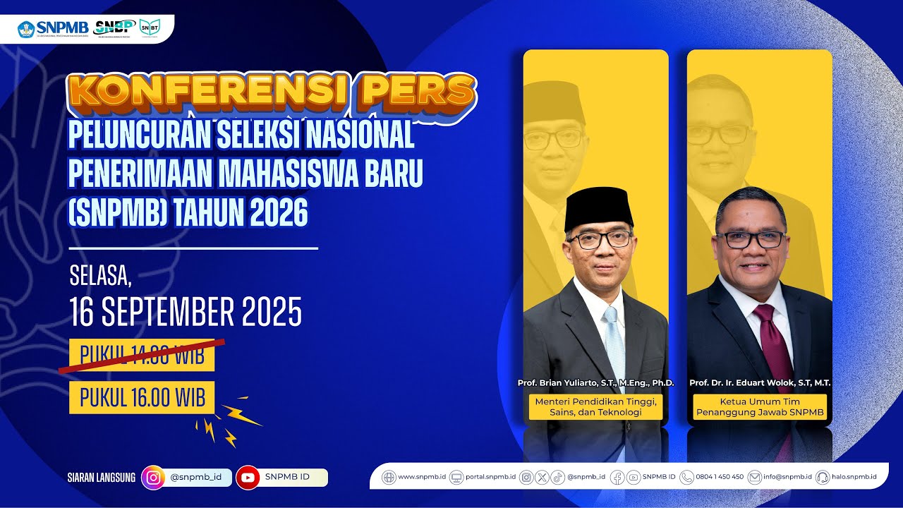 KONFERENSI PERS: PELUNCURAN SELEKSI NASIONAL PENERIMAAN MAHASISWA BARU TAHUN 2026 (RALAT WAKTU)