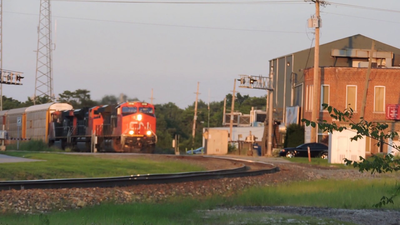 Canadian National ES44AC 2918 Leads a Westbound Mixed Freight Through Valparaiso IN