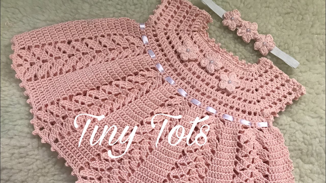 Vestido de crochê “Paty” TAM 0/3 meses (com explicações para maiores) parte 1/2