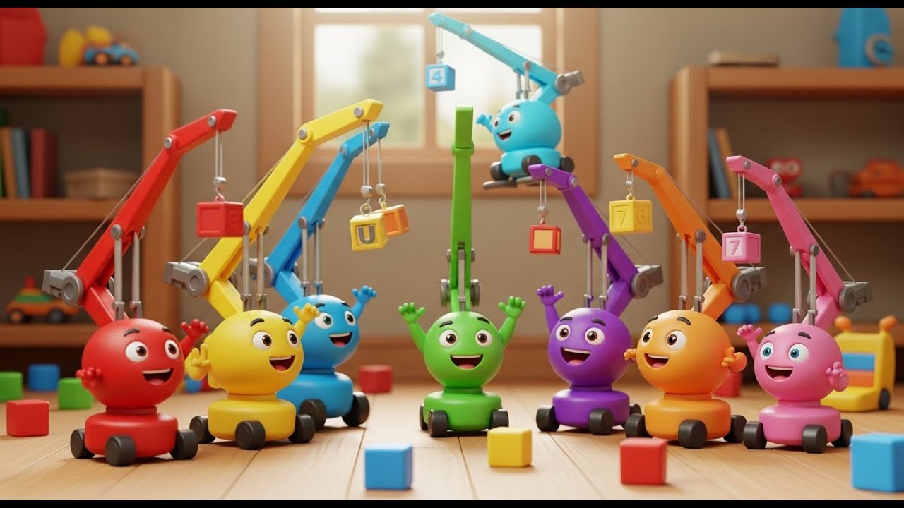 Eight Little Toy Cranes Lift Lift Lift | Construction Toy Song & Nursery Rhymes