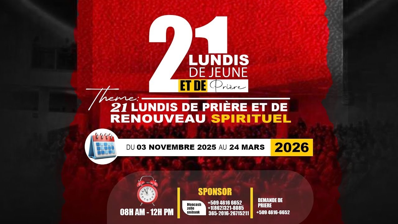 21 LUNDIS DE PRIÈRE ET DE RENOUVEAU SPIRITUEL/ / LUNDI 16 MARS  2026  | #live #gospelmusic #musique
