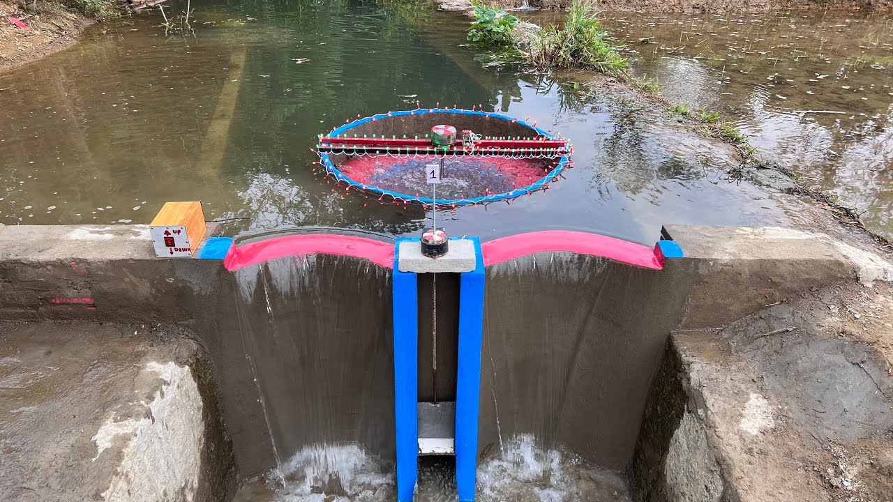 Building Mini Hydroelectric Design With Turbines In The Middle Of The Lake