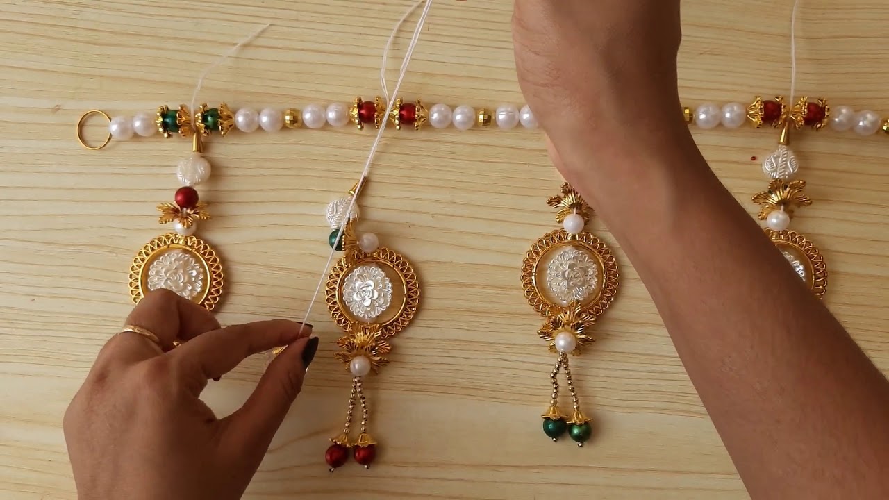 How to make bandhanwal at home| DIY pearl toran| how to make easy  moti toran at home|wall hanging