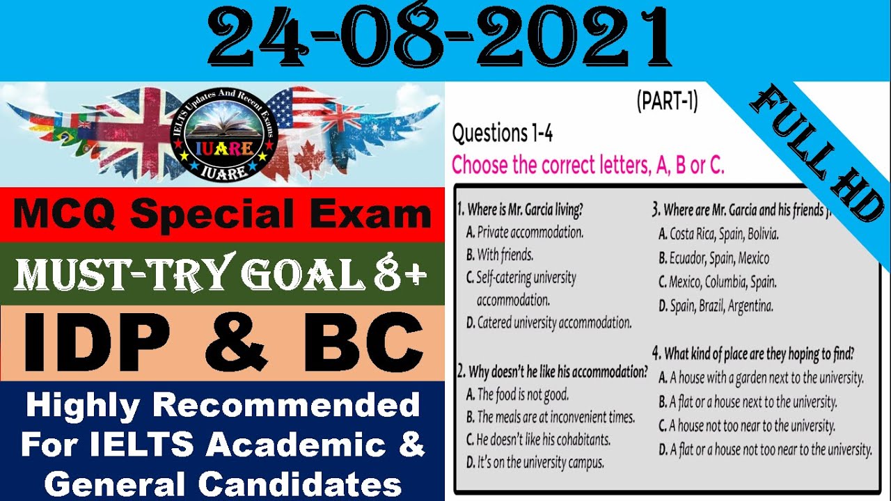 MCQ Special IELTS Exam Listening Test With Answers | IELTS Listening Test 2021 | 24-08-2021