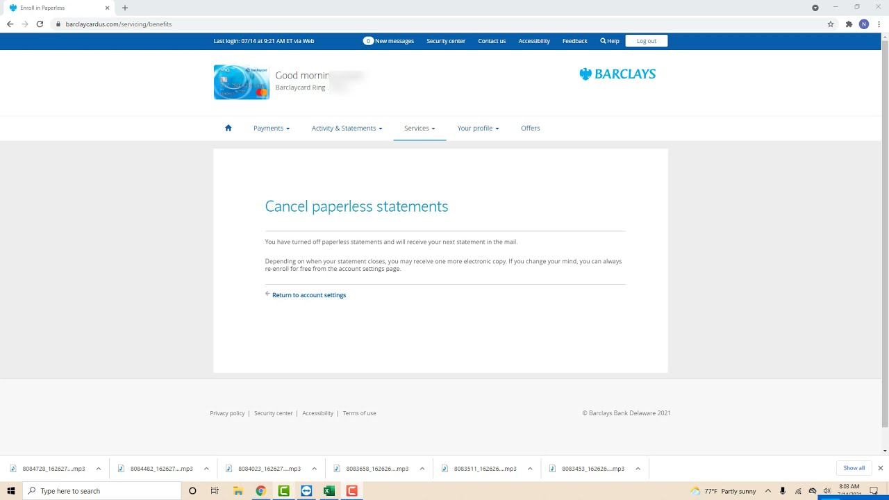 Turn Off Paperless Statements for Your Barclaycard