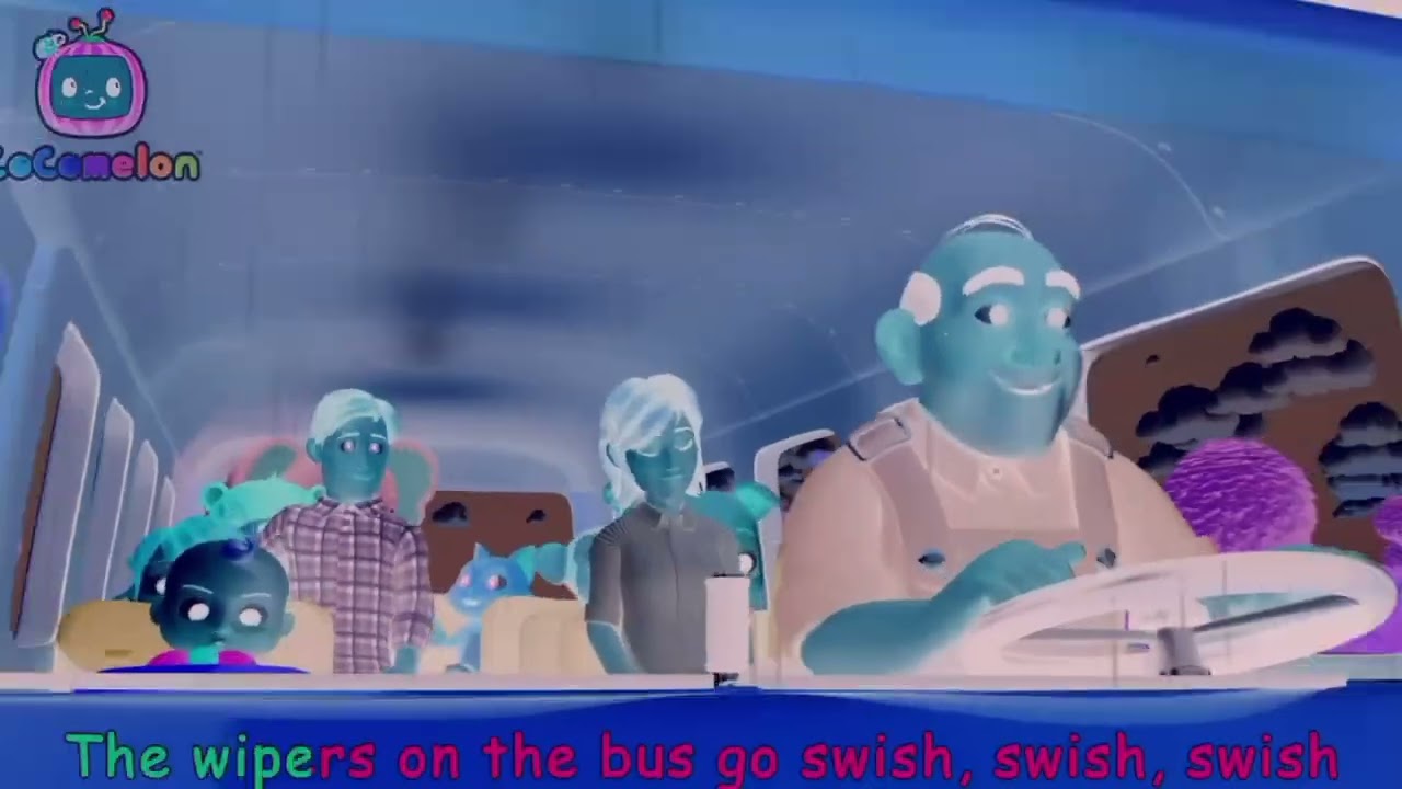Cocomelon says the wipers on the bus go swish swish swish 