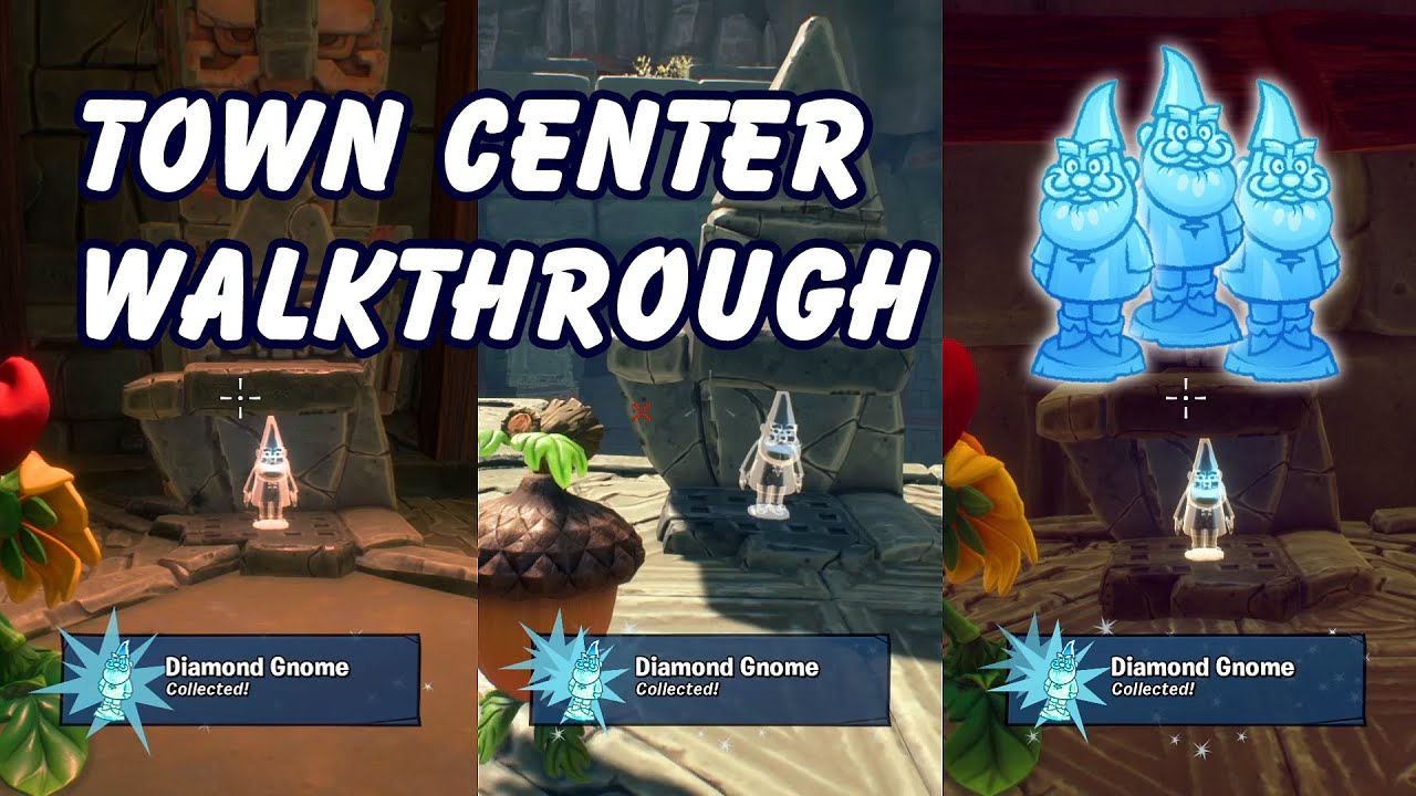 All Diamond Gnomes Walkthrough l Town Center l Plants vs. Zombies: Battle for Neighborville