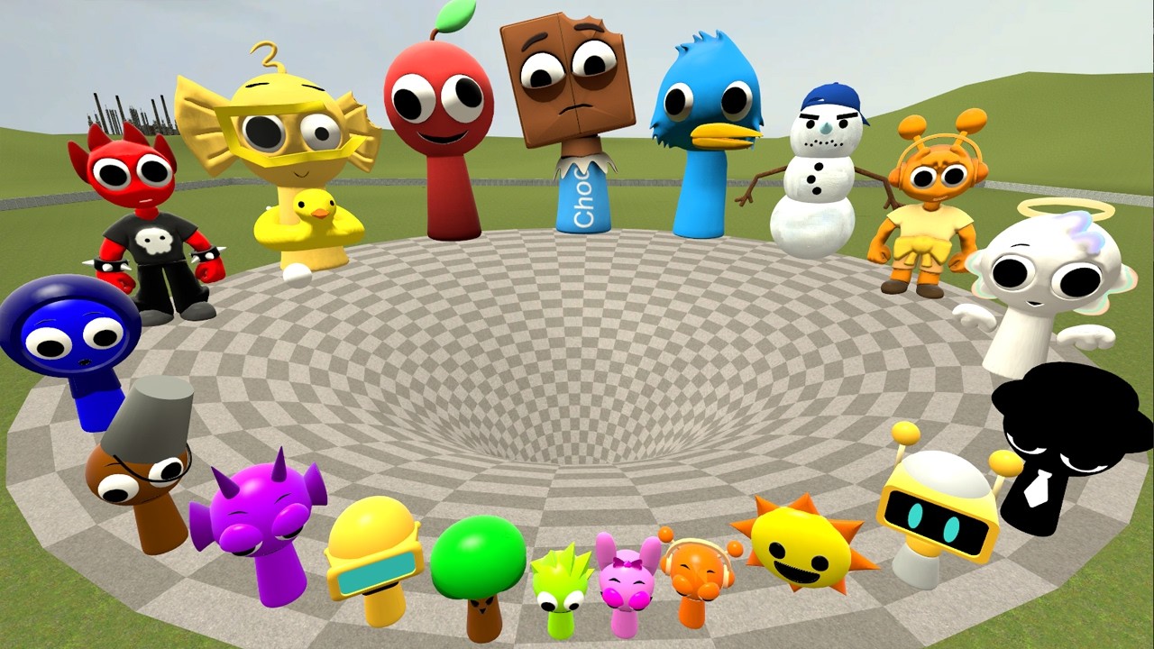 I FOUND ALL MR SUN TREE FUN COMPUTER EVOLUTION SPRUNKI FAMILY in BIG FUNNEL Garry's Mod